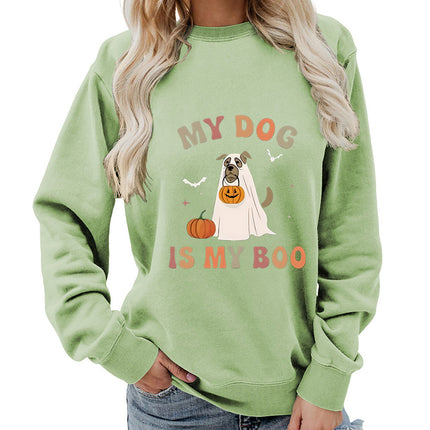 Amazon Cross-border Foreign Trade Source my dog Printed Round Neck Women's Jacket Sweatshirt Jacket Casual Loose European Size