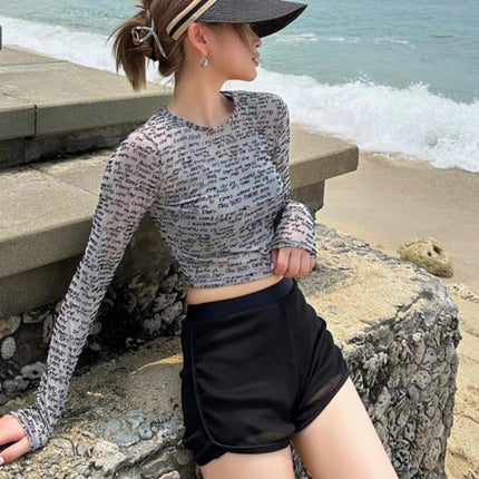 Swimsuit Women's New Split Conservative Three-Piece Set Long-Sleeved Sports Surf Suit Bans High-Grade Hot Spring Swimsuit