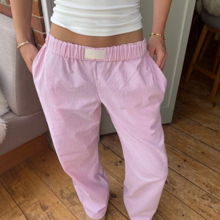 Cross-Border Trade Amazon Ins 2024 Summer Women's Striped Lazy Style High-Waisted Loose Long Pants Casual Versatile