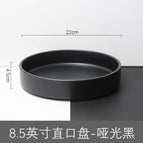 8.5inch matte black straight edge deep dish 1100ml