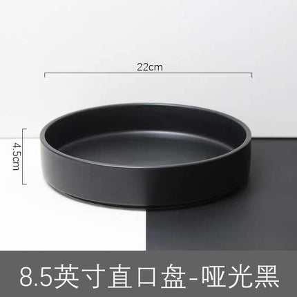 Ceramic Straight Plate Flat Bottom Deep Plate Soup Plate Japanese Seafood Plate Dish Plate Dessert Plate Nest Plate Simple Salad Bowl