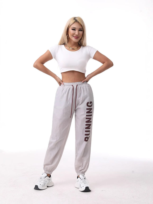 Summer Sports Pants for Women, Loose-Fitting, Breathable, High-Elastic Training Fitness Outdoor Nine-Point Pants, Sports Casual Pants