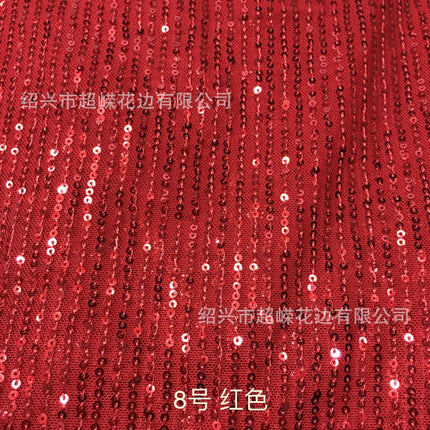 26 Colors in Stock 3mm Straight Strip Spandex Elastic Mesh Fabric Sequin Embroidery Fabric Dress Clothing Spring and Summer Sequin Fabric
