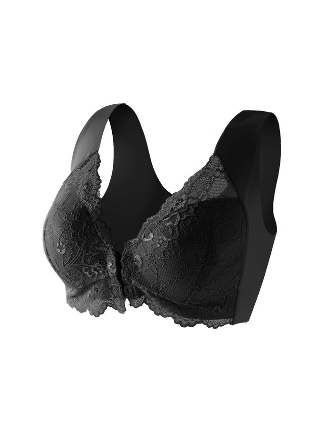 Cross-Border Popular Xiyintu Wood Push-Up Front Buckle Fixed Cup Lace Vest Bra Anti-Sagging Nursing Bra