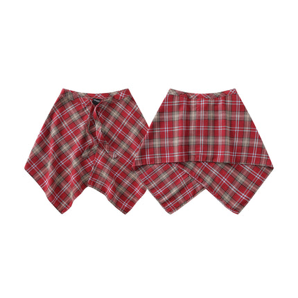 A generation of hair folding artifact color plaid fart curtain one-piece lace-up high street irregular hem Joker skirt