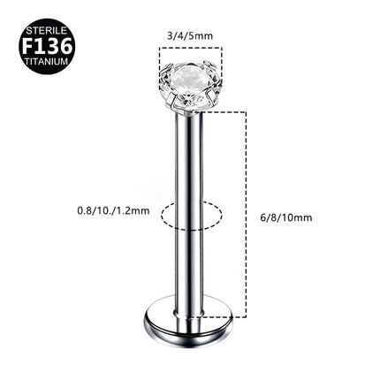 G23 titanium alloy pin claw with zircon wireless pin bar ear bone nail perforated nose nail G23 pin lip nail wholesale