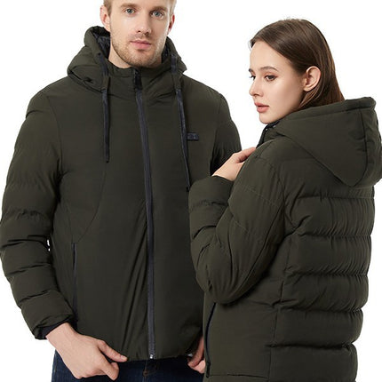 Cross-Border Popular Smart Heating Clothing Outdoor Hooded Thickened Casual Men's and Women's Cotton Clothing Constant Temperature Cold-Proof Heating Jacket