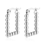 Steel color rectangular bead earrings ms-463