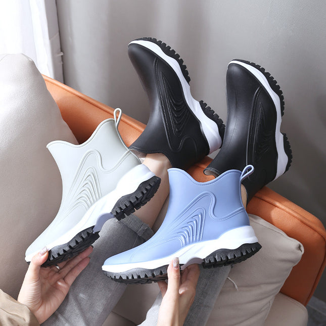 2026 Short-Tube Water Boots for Outdoor Work, Car Washing, Grocery Shopping, Non-Slip Rubber Shoes for Women, Pvc Waterproof Shoes, Rain Boots, Fashionable Style