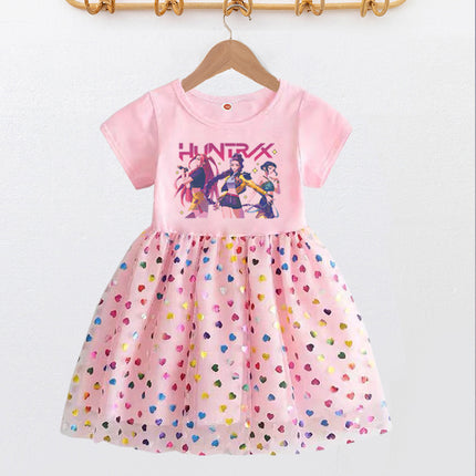 New Girls Dress Summer Short-Sleeved Princess Dress Children's Clothing Children's Gauze Skirt Girl Skirt Hunter Witch Group