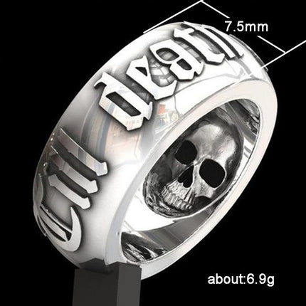 European and American Style Skull Ring Punk Rock Stylish Thai Silver Black Ring Dark Trendy Cool Jewelry for Men and Women