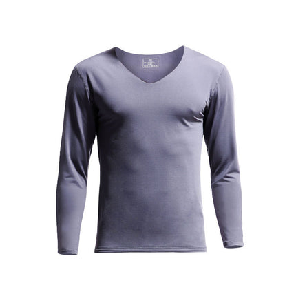 Men's Seamless Thermal Underwear Top V-Neck Winter fleece-lined Tight Thin Base Shirt Autumn Clothes Cotton Sweater Cold-proof