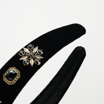 European and American Retro Elegant Elegant Hair Band Alloy Rhinestone Pearl Wide Edge Hair Card Internet Celebrity All-match Pressure Hair Headband Hair Accessories