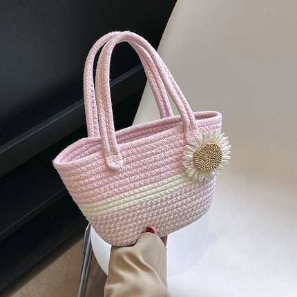 Handmade Woven Bag Women's Fashionable New Ethnic Style Straw Woven Bag Mori Style Beach Seaside Large Capacity Vegetable Basket Bag