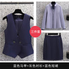 Blue vest gray shirt blue skirt / S