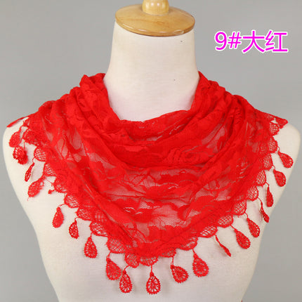 Hot Selling Lace Triangle Scarf Cut Out Korean Triangle Scarf Women's Export Hot Selling Summer Sun Protection Decorative Veil