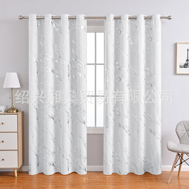 Factory direct modern simple living room bedroom high shading marble hot silver high precision curtain cloth a generation of hair