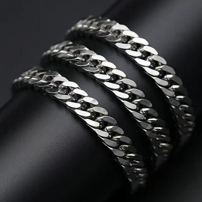 European and American Encrypted Titanium Steel Necklace Men's Fashion Non-Fading Domineering Fashion Manufacturer Wholesale Stainless Steel Hip-Hop Jewelry