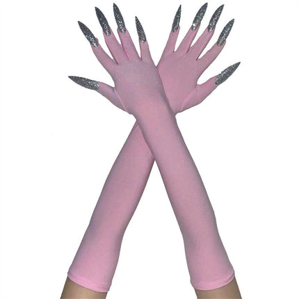 48cm European and American Fashion Halloween Gloves Long Nails Ghost Claw Gloves Long Performance Props Costume Black Red Claw