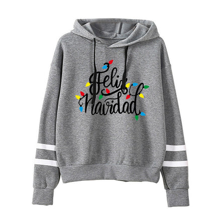 Christmas Feliz Navidad printed parallel bars hooded hoodie European and American men and women European code plus size cross-border