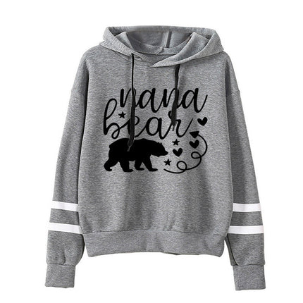 Cross-border foreign trade sources nana bear printed striped parallel bars hoodie long sleeve men's and women's European size plus size