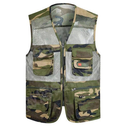 Spring and Summer Mesh Vest for Middle-Aged People Fishing All Seasons Multi-Pocket Vest Men's Spring and Autumn Casual Tactical Vest Dropshipping