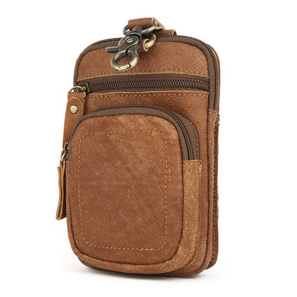 Cross-Border Hot-Selling Waist Bag, Outdoor Sports Retro Men's Bag, Genuine Leather Multi-Functional Men's Bag, Mobile Phone Bag, Waist Bag