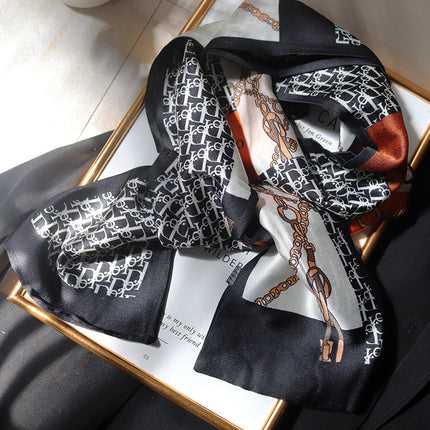 Spring and Summer New Double-layer New Silk Satin Neck Protection Scarf Women's Autumn and Winter Matching Shirt Elegant All-match Scarf