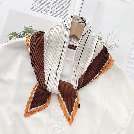 New wrinkled small square scarf female Korean imitation silk printed wrinkled small scarf Joker scarf decorative scarf wholesale