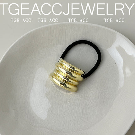 Cross-border new European and American cold wind geometric metal concave-convex elastic new temperament hair ring hair rope temperament head rope