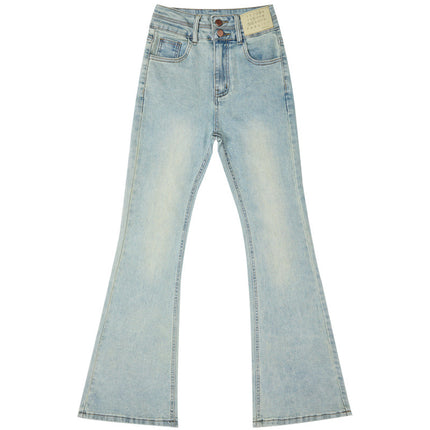 Light Color Flared Jeans Women's Spring and Autumn 2024 New Stretch Small High Waist Slimming Long Pants