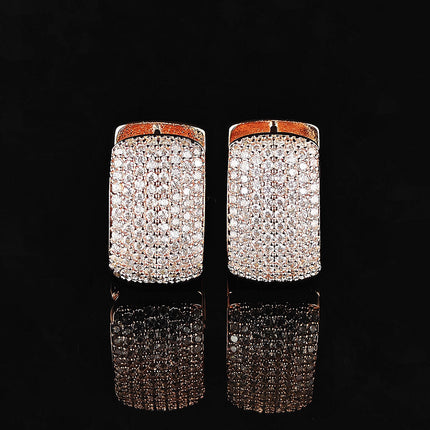 Super Flash Women's Full Diamond Earrings European and American Fashion Simple Personality Earrings Cold Style All-match Square Ear Buckle e8451