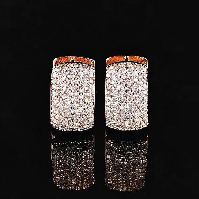Super Flash Women's Full Diamond Earrings European and American Fashion Simple Personality Earrings Cold Style All-match Square Ear Buckle e8451
