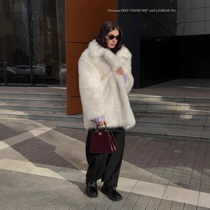 Imitation Fox Fur Grass Coat Imitation Fox Fur Lazy Style Paris Women's Fashion Fur Coat