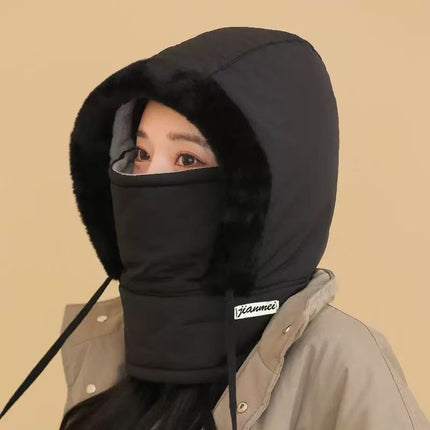 New Winter Hat for Women, Warm Pullover Hat, Outdoor Cycling Windproof and Cold-Proof Mask, Neck Scarf, One-Piece Hat, Lei Feng Hat