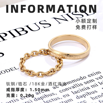 Cross-border French Advanced Chain Ring Soft Chain 14K Gold Titanium Steel Electroplated Women's Niche Simple Fashion Accessories Wholesale