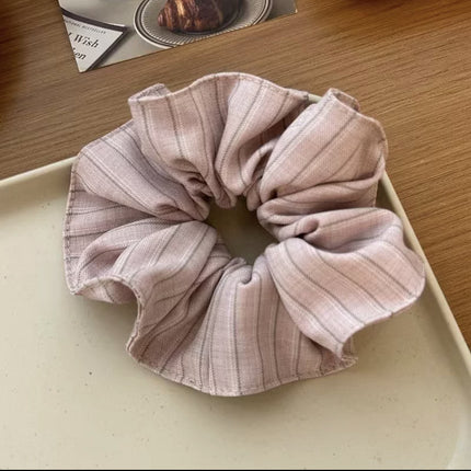 Japanese and Korean Style Fresh College Style Vertical Stripe Large Intestine Hair Ring Ins Style All-match Elegant Stylish Hair Rope Hair Accessories for Women