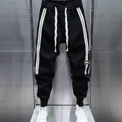 Foreign Trade Autumn and Winter New Casual Sweatpants Men's Trendy Brand Stitching Pants with Sticks and Pants Internet Popular Elastic Waist Stretch Haren Pants