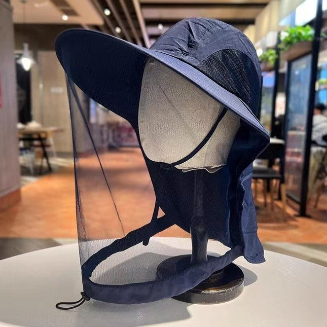 Outdoor mosquito-proof cap men's and women's fishing cap face-covering sunscreen breathable mesh mask night fishing insect-proof bee-proof beekeeping cap