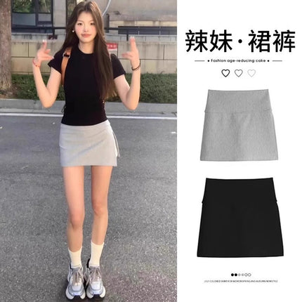 2025 New Casual Versatile Side Slit High-Waisted Slim-Fit Anti-Exposure Sports Bodycon Mini Skirt