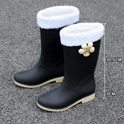 Fashion New Women's Rain Boots High Tube Korean Version Non-Slip Rain Boots Long Tube Outdoor Water Boots Fashion Versatile Rubber Shoes Wholesale