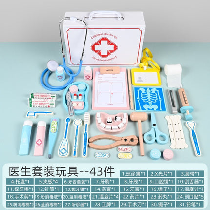 Children's wooden simulation doctor nurse toy suit play house boy girl stethoscope role-playing toy