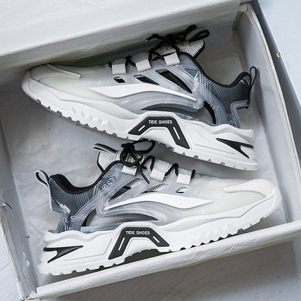 2025 New Summer Men's Sports Shoes for Students, Breathable Mesh Popular Mecha Hollow Frame Casual Sports Shoes