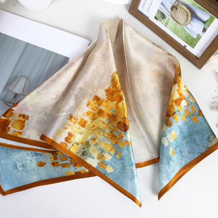 53*53cm Spring and Summer Sun Protection Neck Scarf Women's Easiest for Match Hangzhou Silk Small Square Scarf