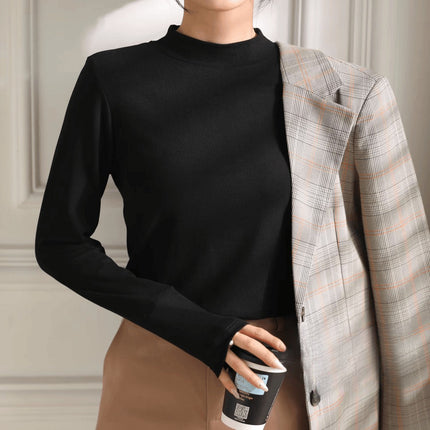 Base Shirt Slim-fit Body Suit T-shirt Base Shirt Women's Spring and Autumn Round Neck Solid Color Base Shirt Slim-fit Top