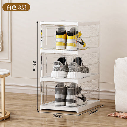 Simple Artifact Dust-proof Plastic Shoes Storage Transparent Use Free-installation Shoe Box Shoe Cabinet Folding Shoe Rack