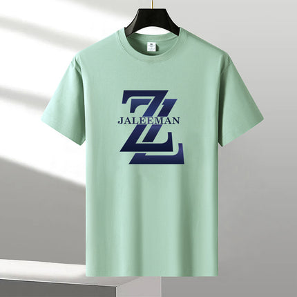New Heavy Men's Fashion Pure T-Shirt Cotton Letter All-match Breathable Short Sleeve Round Neck Fashion Loose Printed Half Sleeve