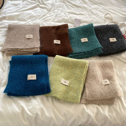 Korean-Korean Egg Standard Solid Color Explosions with Wool Scarf Winter Soft Waxy Knitted Warm Cold-proof Thickened Scarf