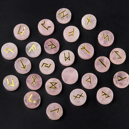 Natural Crystal Agate Rune Letters 25 Pieces Per Pack Disc Set Scandinavian Germanic Stone Jewelry