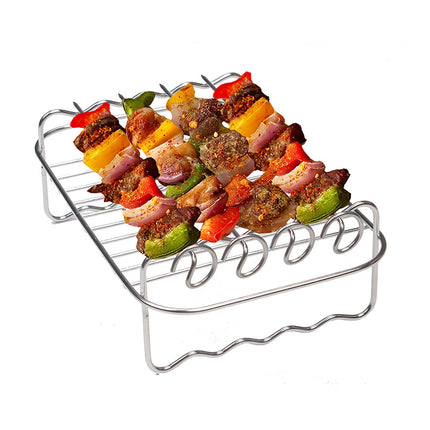 Special BBQ Grill for Air Fryer Toast Rack Steaming Rack 304 Stainless Steel Double Layer Skewers Rack
